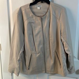 CJ BANKS: leather lite dressy jacket, color: cream, size: 1x